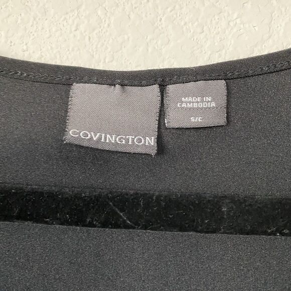 Covington Womens Black Sleeveless tank top Al Over Front Sequins Size Small - Picture 9 of 11